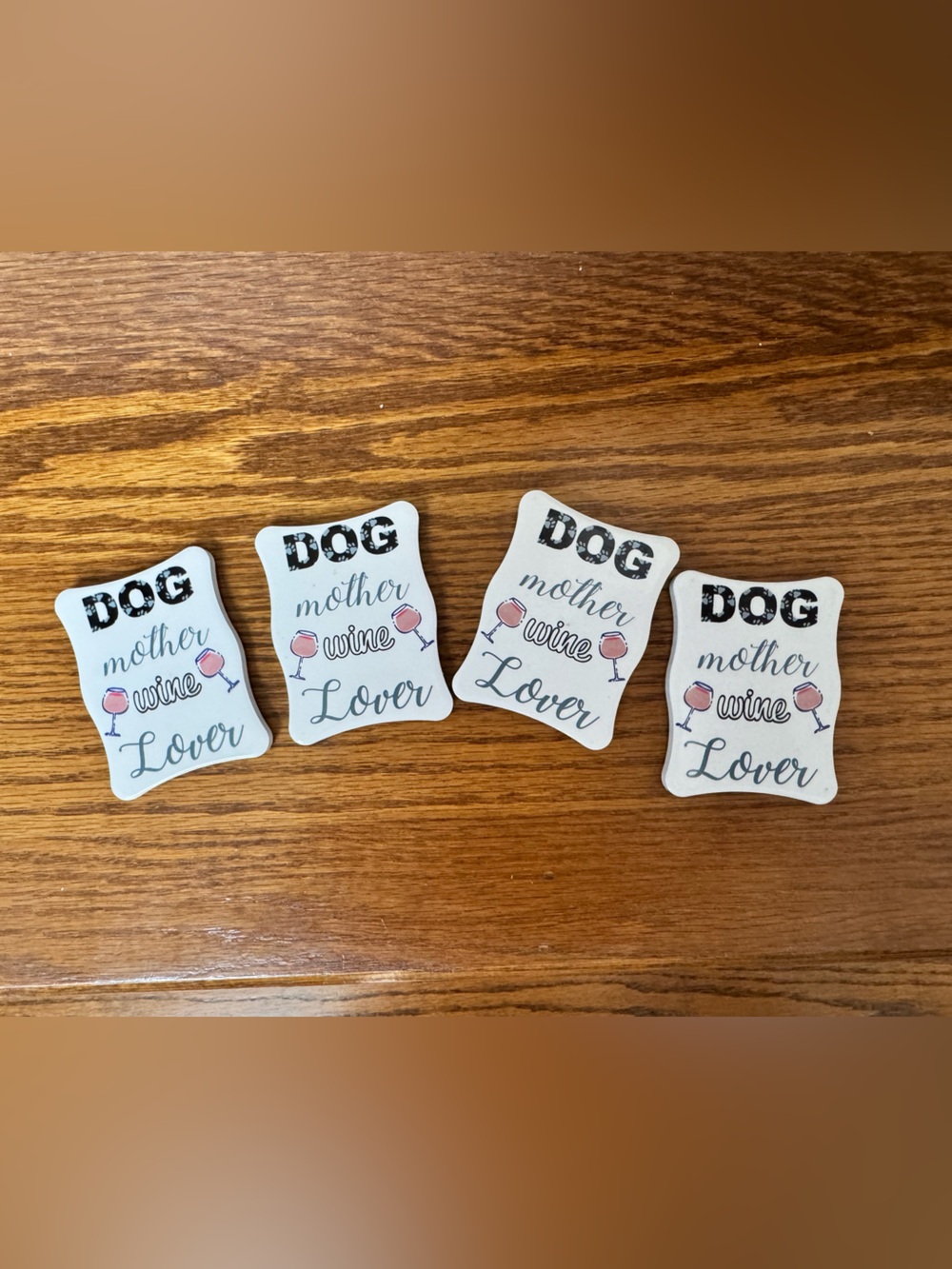 New Fridge Magnets | Set of 4 | Wine 🍷 Lover/ Dog 🐶 Mom